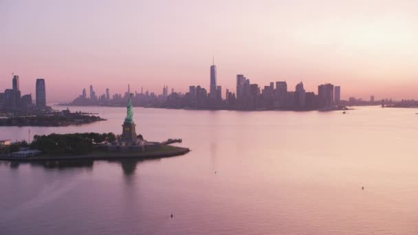 New York City New York Circa 2019 Aerial View Statue — Stock Video