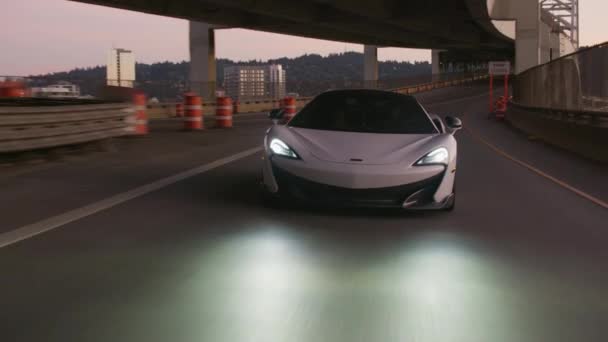 Portland Oregon Circa 2020 Mclaren Exotic Sports Car Driving Street — Stock Video