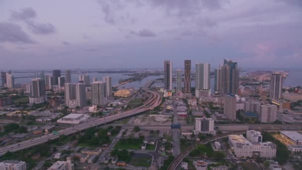 Miami Florida 2019 Dolaylarında Gün Batımında Miami Nin Hava Manzarası — Stok video