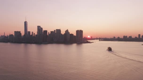 New York City New York Okolo Roku2019 Letecký Výhled Trajekt — Stock video