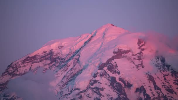 Mount Rainier Washington 2019 Flygfoto Över Mount Rainier Vid Solnedgången — Stockvideo