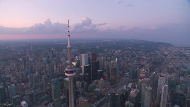 Toronto Kanada Circa 2019 Letecký Pohled Toronto Při Západu Slunce — Stock video