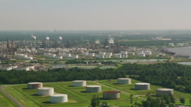 Houston Texas Circa 2019 Vista Aérea Del Área Industrial Refinerías — Vídeo de stock