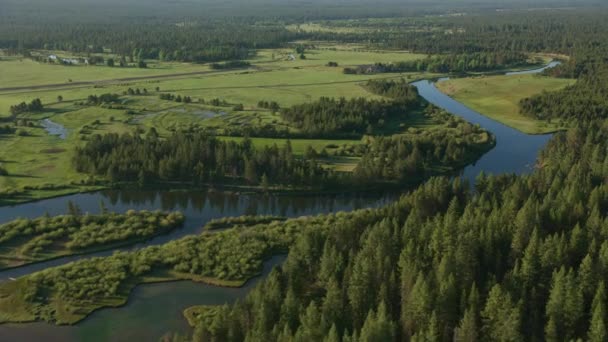 Centrala Oregon 2019 Flygfoto Över Deschutes River Skjuten Från Helikopter — Stockvideo