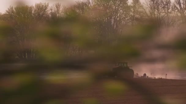 Spårning Skott Kombinera Fält Vid Solnedgången Willamette Valley Oregon Usa — Stockvideo