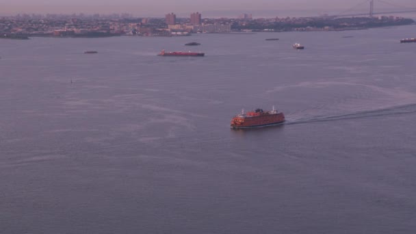 Nueva York Nueva York Circa 2019 Vista Aérea Del Ferry — Vídeos de Stock