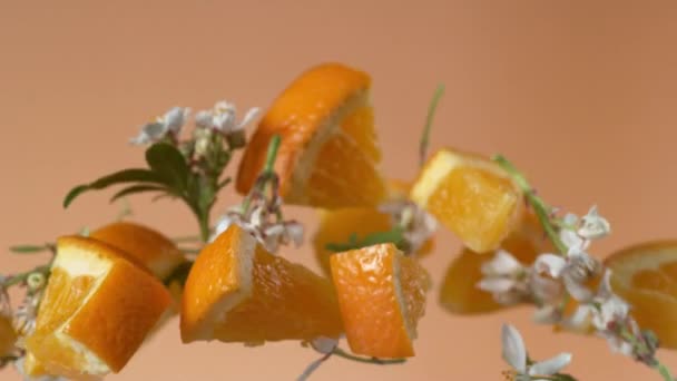 Sinaasappels Bloesems Vliegen Slow Motion Opgenomen Met Phantom Flex Camera — Stockvideo