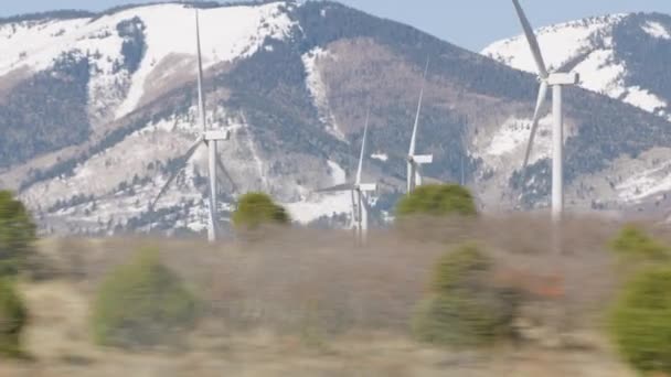 California Alrededor 2020 Disparo Conducción Estabilizado Turbinas Eólicas Fotografía Con — Vídeo de stock