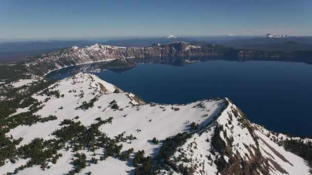 Cascade Mountains Oregon Circa 2019 Aerial View Crater Lake Shot — Stock Video