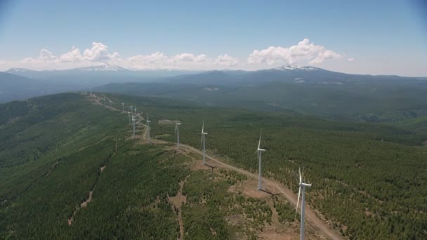 Cascade Mountains California Circa 2017 Aerial View Wind Turbines Shot — Stock Video