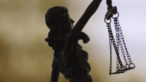 Concepto Legal Estatua Lady Justice Disparo Rojo — Vídeo de stock