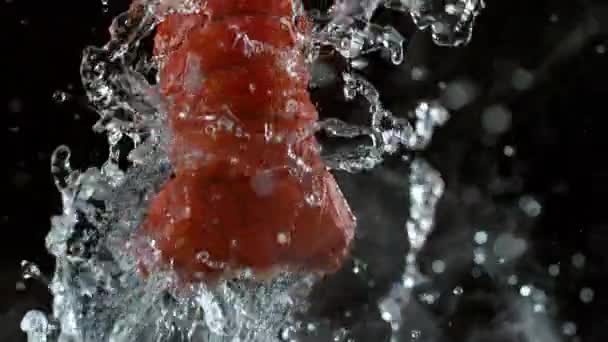 スローモーションで滴下水でロブスターの尾蒸し Phantom Flex 4Kカメラで撮影 — ストック動画