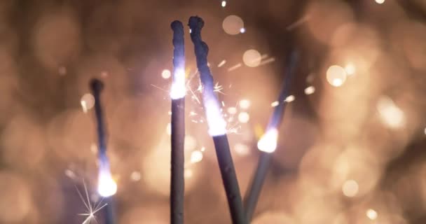 New Year Eve Sparklers Spark Super Slow Motion Shot Phantom — Stock Video