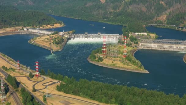 Oregon 2021 Luftaufnahme Des Bonneville Staudamms Der Columbia River Gorge — Stockvideo