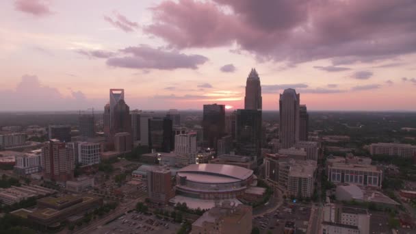 Charlotte Carolina Del Nord Circa 2019 Veduta Aerea Charlotte Tramonto — Video Stock