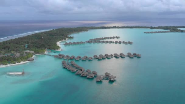 Vista Aérea Del Complejo Bora Bora Polinesia Francesa — Vídeos de Stock