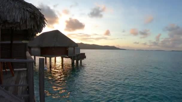 Puesta Sol Sobre Laguna Bora Bora Polinesia Francesa — Vídeo de stock