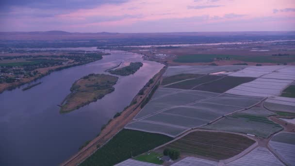 Aerial View Columbia River Bridges Tri Cities Area Washington Usa — Stock Video