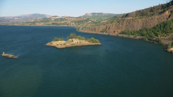 Oregon 2021 Flygfoto Över Columbia River Gorge Skjuten Med Cineflex — Stockvideo