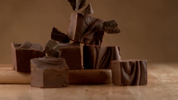 Cerca Imágenes Sabrosos Caramelos Chocolate — Vídeo de stock