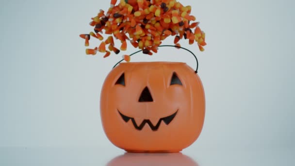 Haloween Candy Flying Out Jack Lantern Slow Motion Shot Phantom — Stock Video