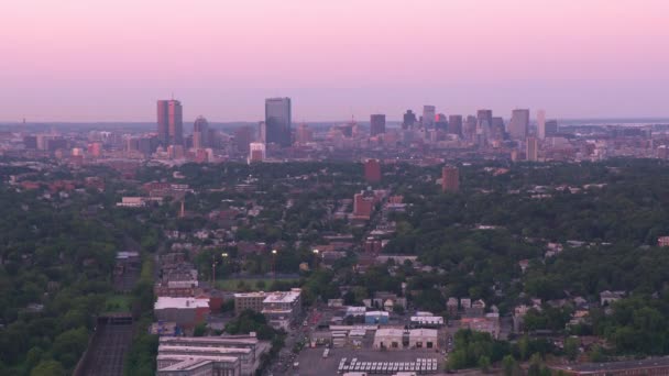 Бостон Массачусетс Примерно 2019 Год Вид Воздуха Бостон Закате Снято — стоковое видео