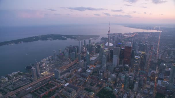 Toronto Canada Circa 2019 Aerial View Toronto Sunset Shot Helicopter — Stock Video