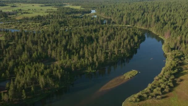 Merkez Oregon 2019 Dolaylarında Deschutes Nehri Nin Havadan Görünüşü Helikopterden — Stok video