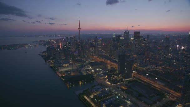 Toronto Canada Circa 2019 Luchtfoto Van Toronto Schemering Schot Vanuit — Stockvideo