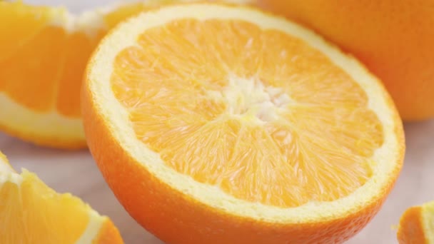 Fresco Rodajas Naranja Primer Plano — Vídeo de stock