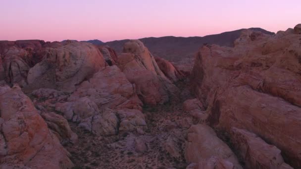 Valley Fire Nevada Valley Fire State Park Στο Ηλιοβασίλεμα Εναέρια — Αρχείο Βίντεο