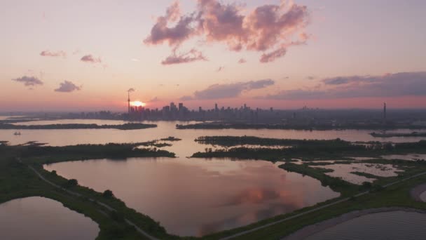 Toronto Canada Circa 2019 Luchtfoto Van Toronto Bij Zonsondergang Schot — Stockvideo