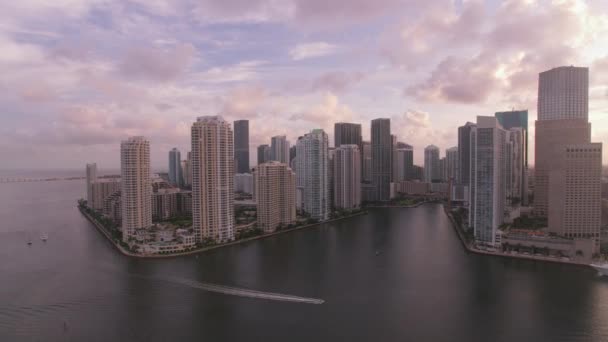 Miami Flórida Por Volta 2019 Vista Aérea Miami Pôr Sol — Vídeo de Stock