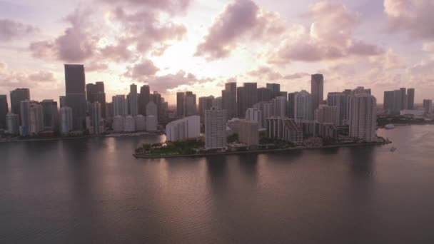 Маямі Флорида Близько 2019 Року Повітряний Вид Маямі Заході Сонця — стокове відео