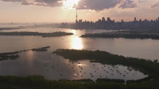 Toronto Kanada Około 2019 Widok Lotu Ptaka Toronto Zachodzie Słońca — Wideo stockowe