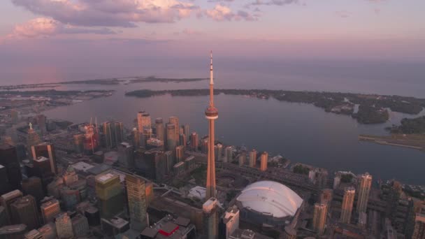 Toronto Canada Circa 2019 Luchtfoto Van Toronto Bij Zonsondergang Schot — Stockvideo
