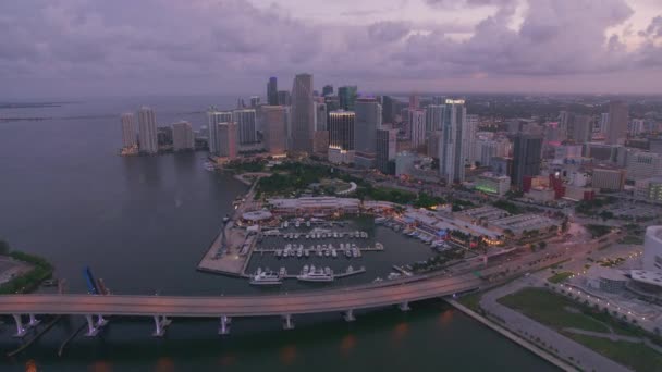 Miami Florida Circa 2019 Vista Aerea Miami Tramonto Girato Elicottero — Video Stock