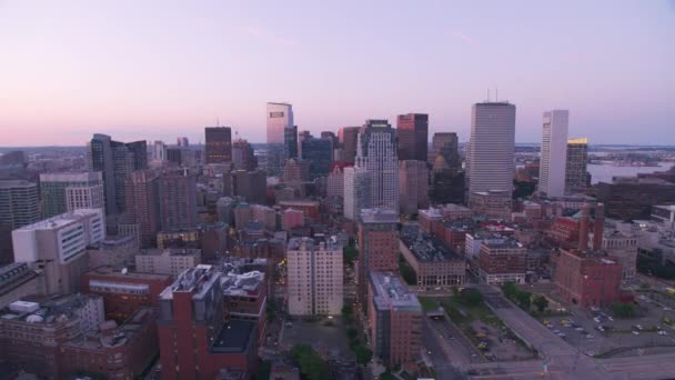 Boston Massachusetts Około 2019 Roku Widok Lotu Ptaka Boston Zachodzie — Wideo stockowe