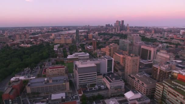 Boston Massachusetts Circa 2019 Aerial View Boston Sunset Shot Helicopter — Stock Video