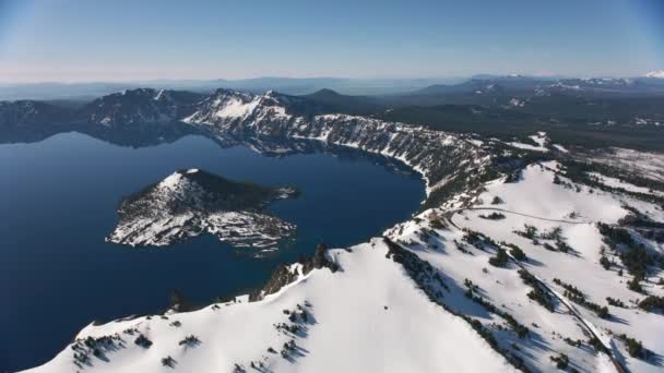 Cascade Hegység Oregon 2019 Kilátás Kráter Tóra Helikopteres Lövés Cineflex — Stock videók