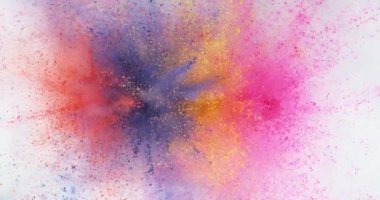 Süper yavaş çekimde renkli barut patlıyor. Phantom Flex 4K yüksek hızlı kamera görüntüsü.