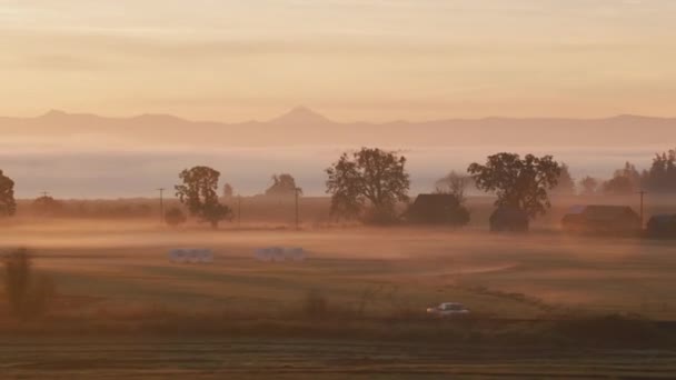 Sunrise Shot Willamette Valley Oregon Farmlands Tourné Avec Cardan Cineflex — Video