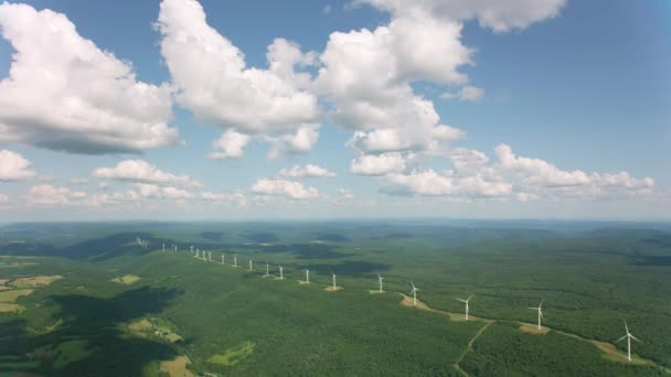 Massachusetts Por Volta 2019 Vista Aérea Terras Agrícolas Turbinas Eólicas — Vídeo de Stock