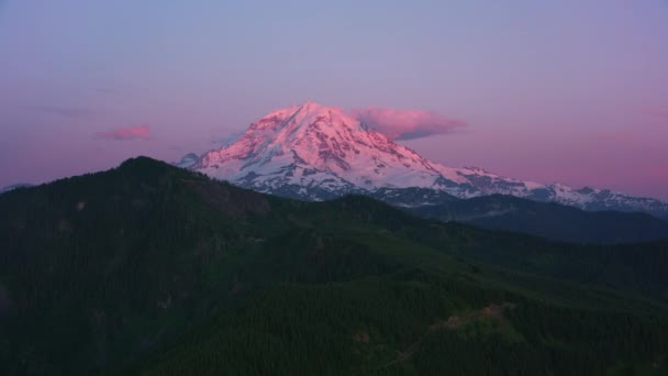 Mount Rainier Waszyngton Około 2019 Widok Powietrza Mount Rainier Zachodzie — Wideo stockowe