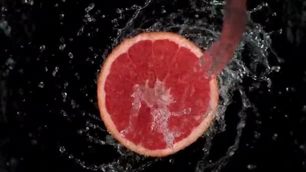 Apa Rotește Grapefruit Mișcare Foarte Lentă Filmat Camera Phantom Flex — Videoclip de stoc