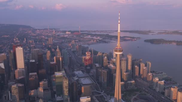 Toronto Kanada Circa 2019 Letecký Pohled Toronto Při Západu Slunce — Stock video