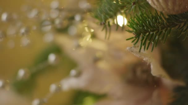 装飾されたクリスマスツリーとお祭りクリスマスインテリア — ストック動画