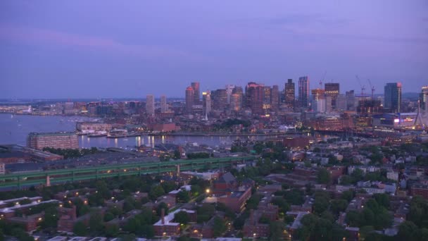 Boston Massachusetts Circa 2019 Vista Aérea Boston Atardecer Disparo Desde — Vídeos de Stock