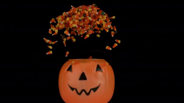 Haloween Candy Flying Out Jack Lantern Slow Motion Shot Phantom — Stock Video