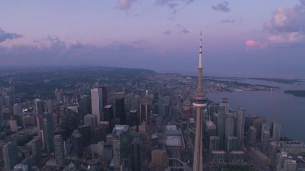 Toronto Canada Circa 2019 Aerial View Toronto Sunset Shot Helicopter — Stock Video